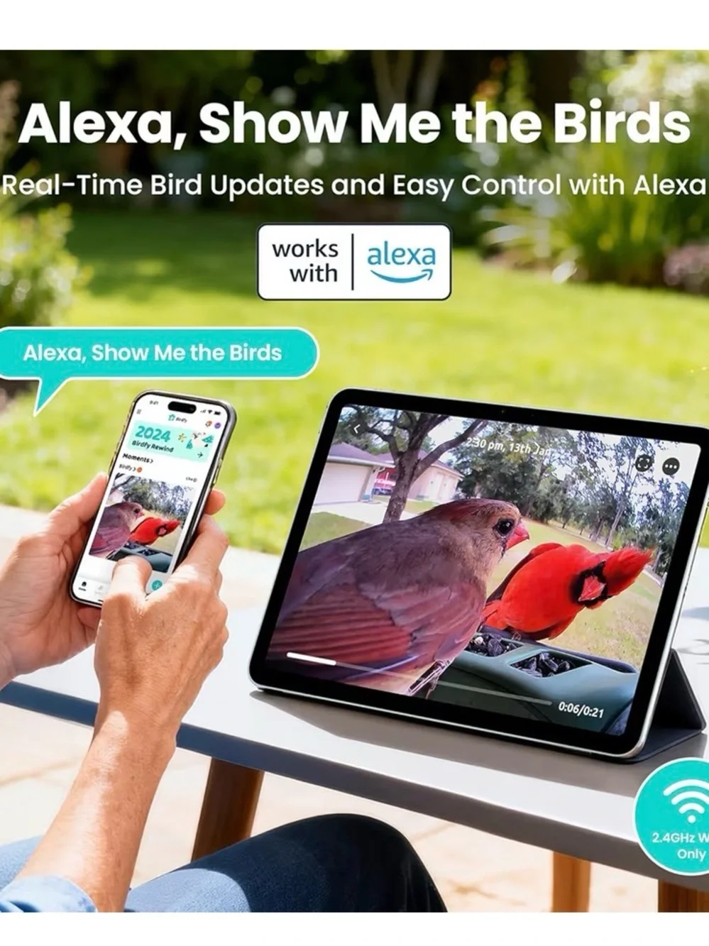 Birdfy Smart 2K Bird Feeder Camera in Olive Green
